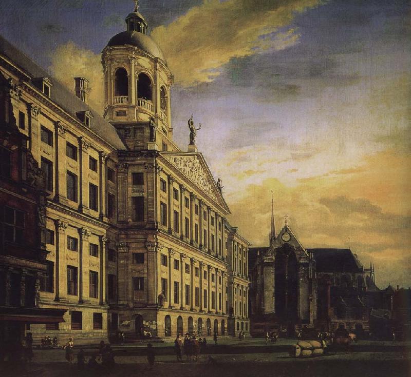 Jan van der Heyden City Hall and Plaza oil painting image